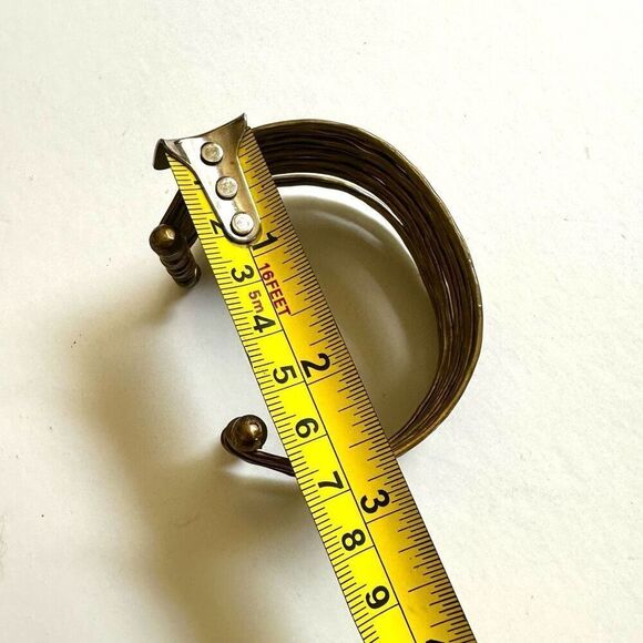 Banded gold tone open cuff bracelet - Picture 6 of 9